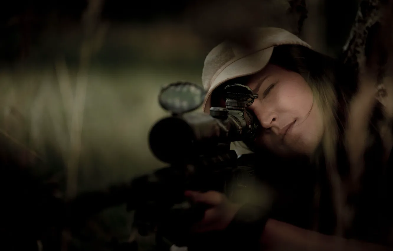 Photo wallpaper hat, sniper, sight, rifle, Alissia Loop