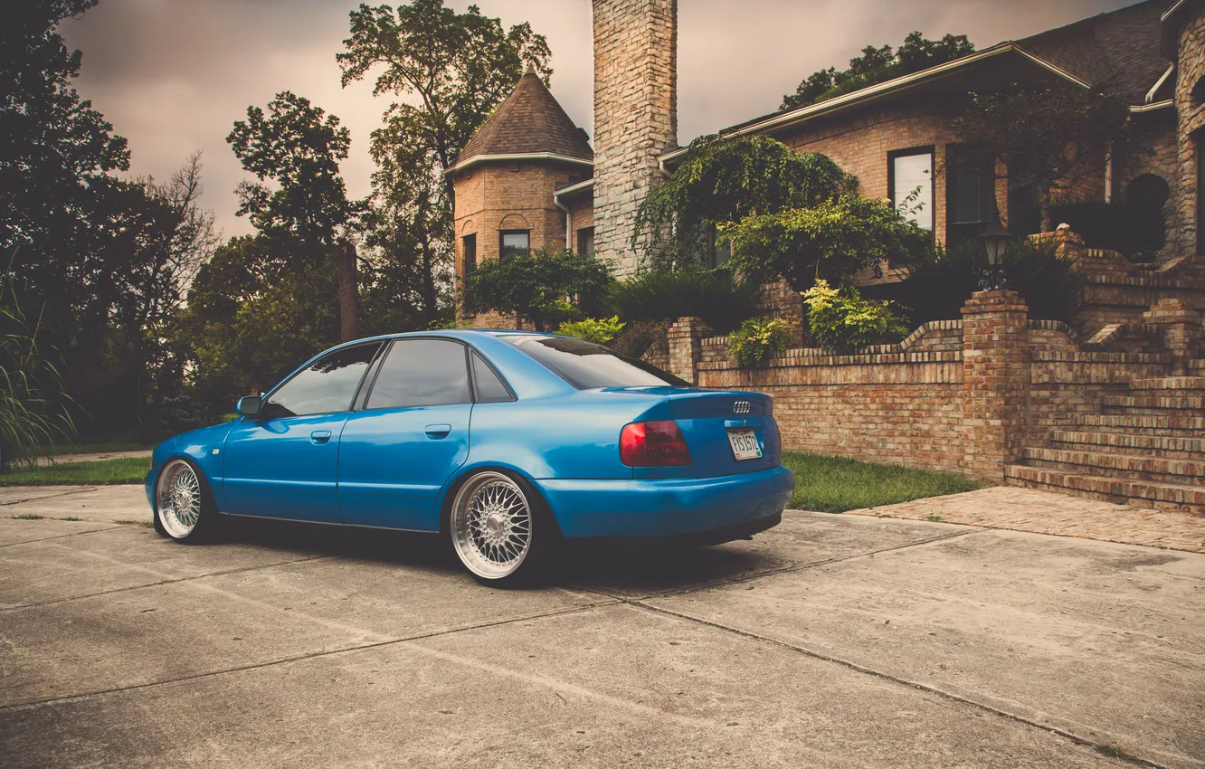 Photo wallpaper blue, Audi, Audi, tuning, blue, stance