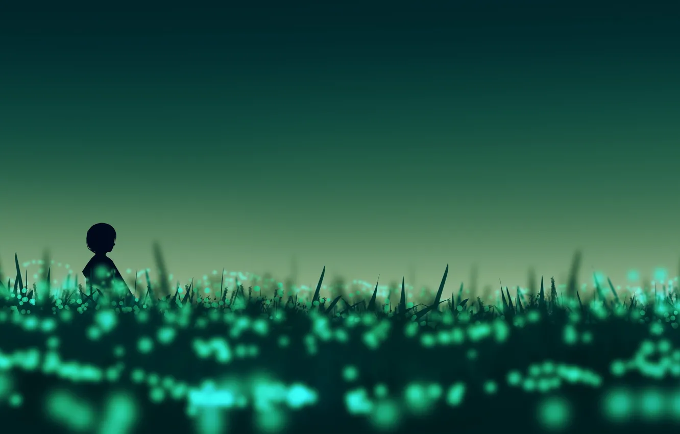 Photo wallpaper the sky, glade, girl, postapokalipsis, by Gracile, green lights