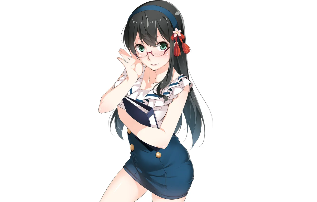Photo wallpaper girl, anime, art, white background, Naval call