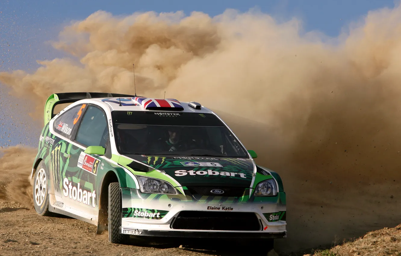 Photo wallpaper Ford, Auto, Dust, Sport, Machine, Turn, Race, The hood