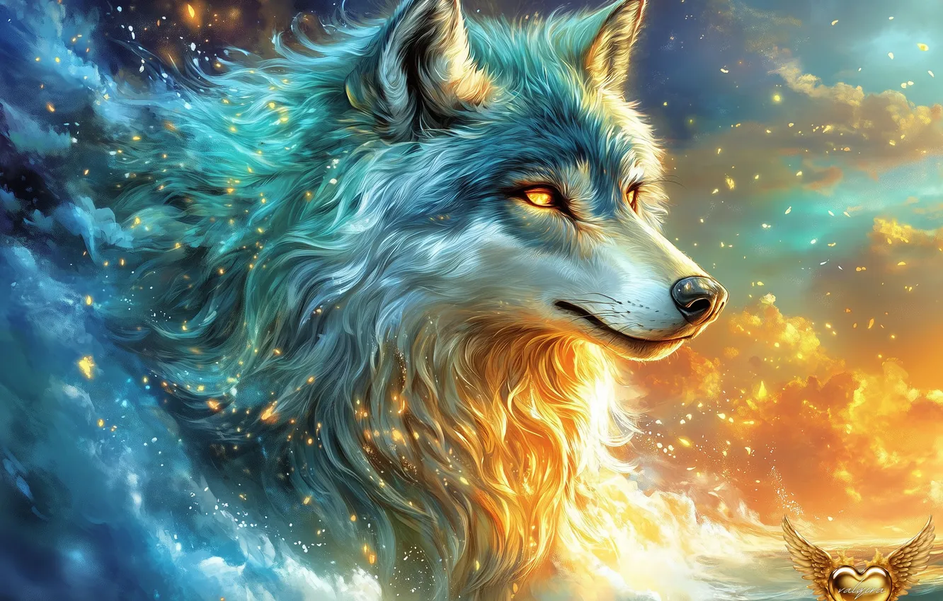 Photo wallpaper wolf, fantasy, From Valkyra