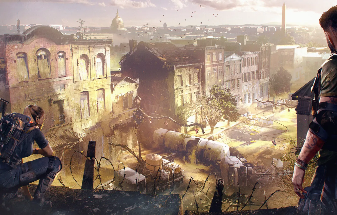 Photo wallpaper the city, war, devastation, Washington, agent, Ubisoft, Tom Clancy's The Division 2, The Division 2