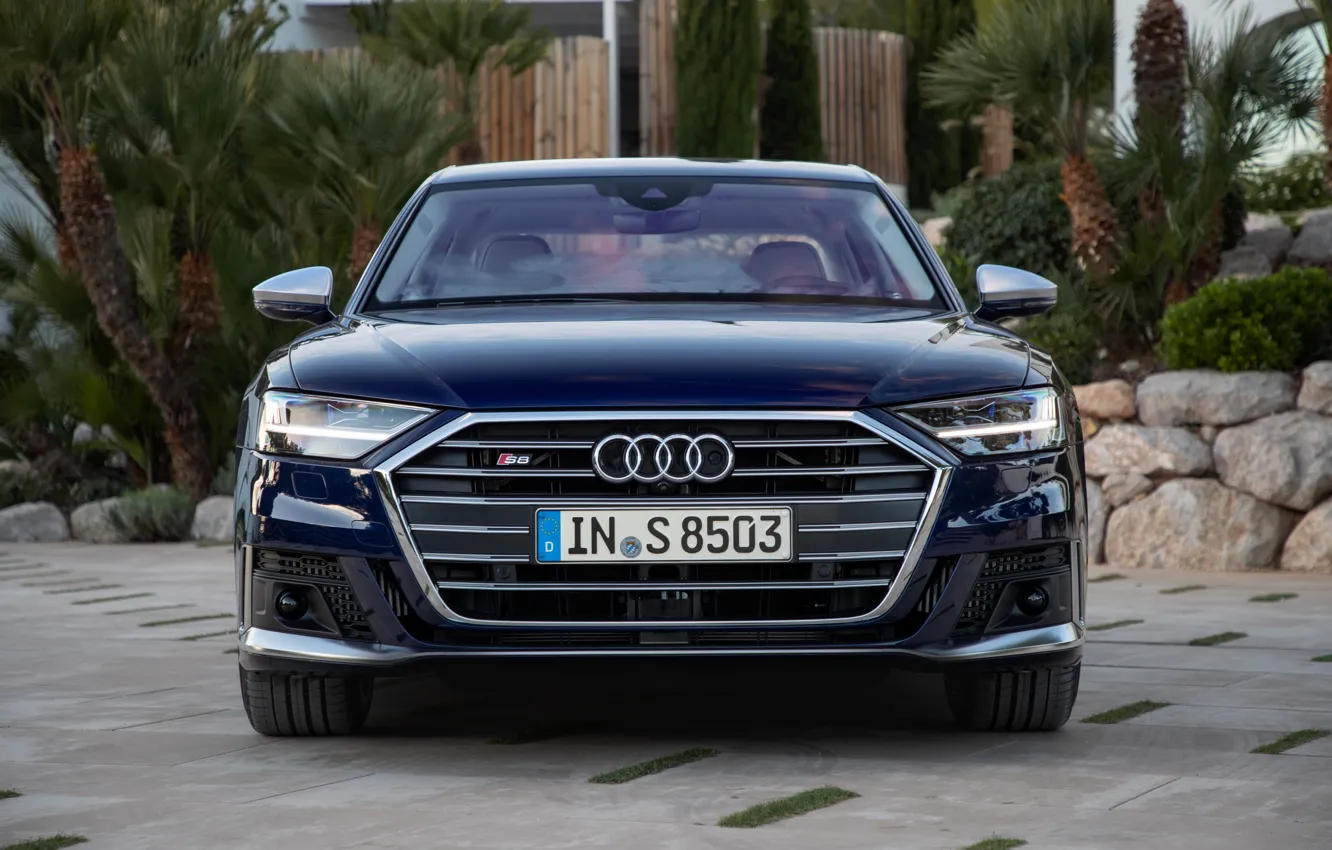 Photo wallpaper blue, Audi, sedan, front view, Audi A8, Audi S8, 2020, 2019