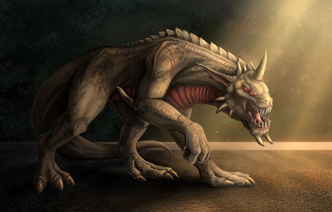 Photo wallpaper look, fiction, anger, monster, being, art, red eyes