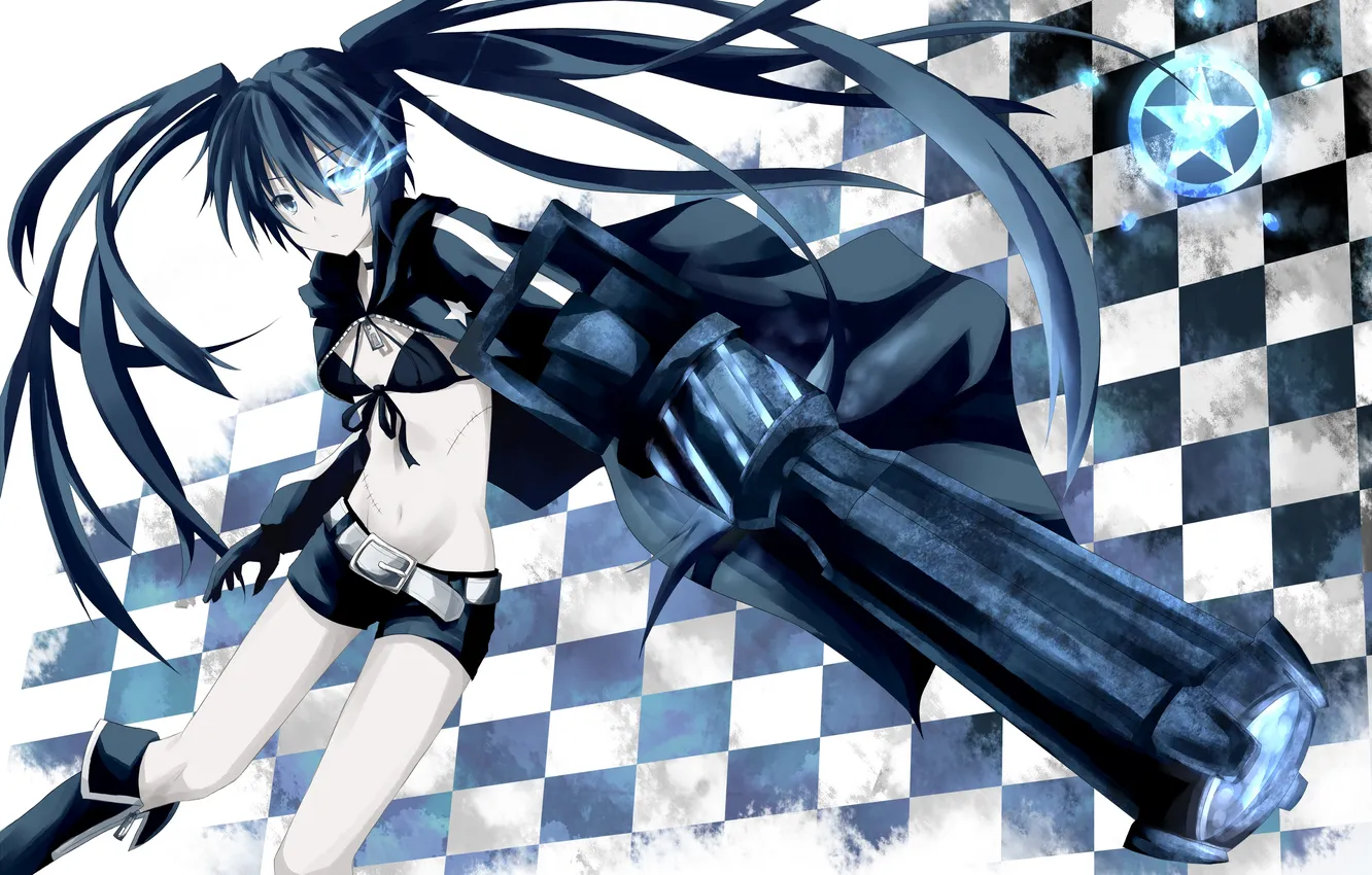 Photo wallpaper girl, weapons, black rock shooter, Insane Black rock shooter, Mato, KURO, Mato, kuroi