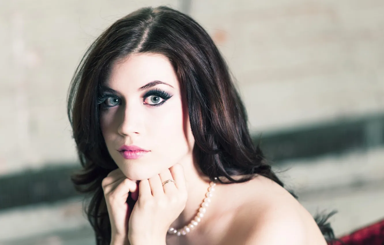 Photo wallpaper eyes, girl, face, photo, model, brunette, beautiful