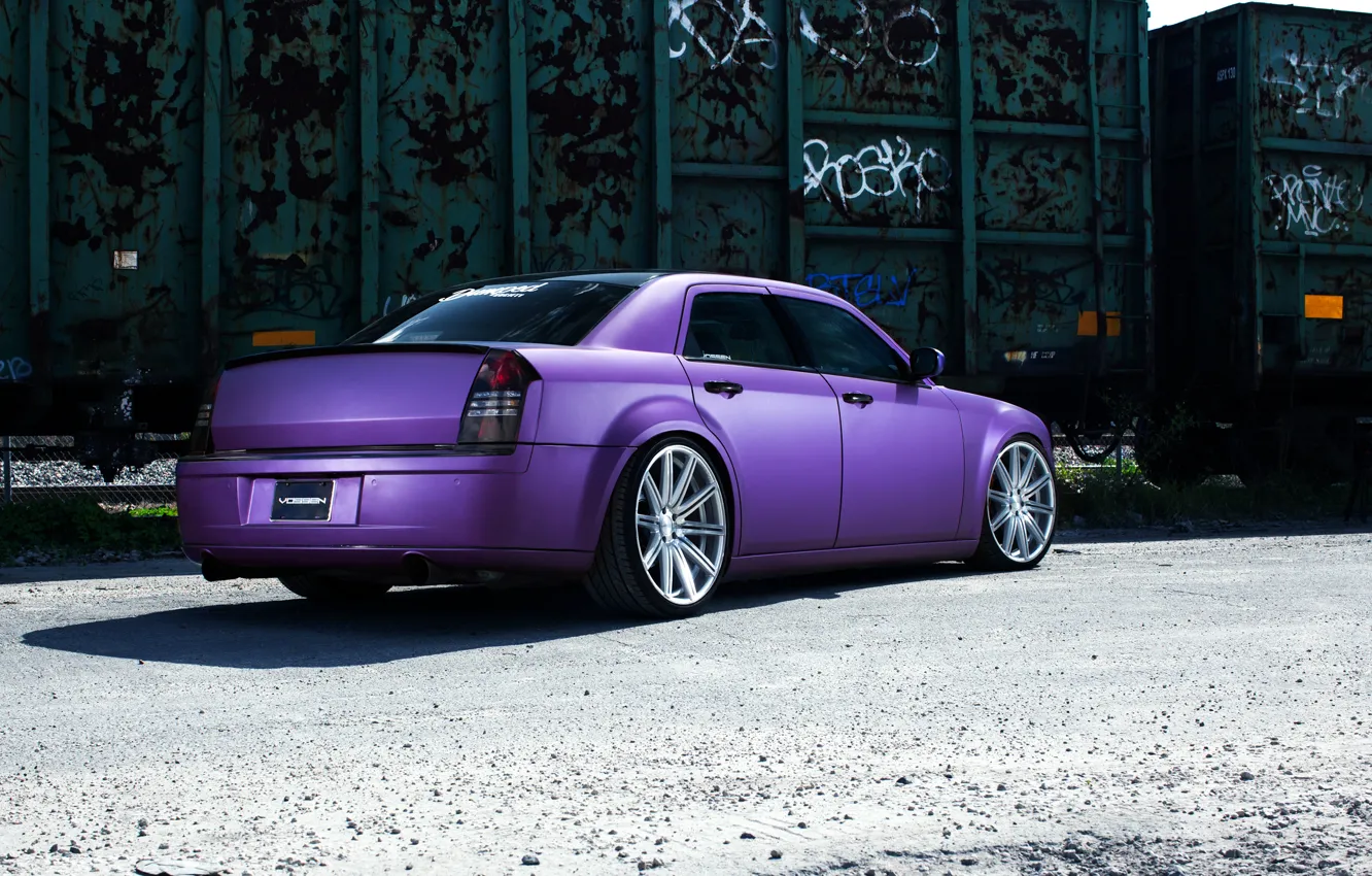 Photo wallpaper Chrysler, wheels, 300, vossen, purple, rearside