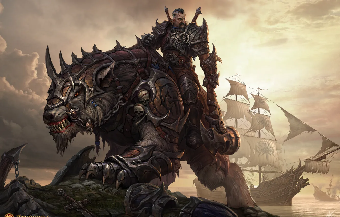 Photo wallpaper ship, armor, hammer, warrior, top, dragons of eternity