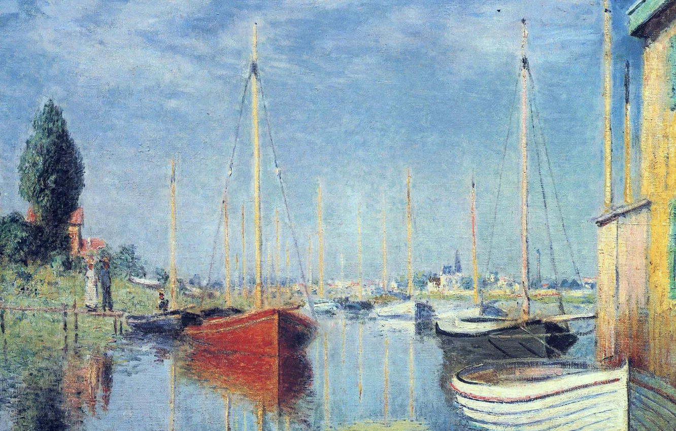 Photo wallpaper landscape, picture, Claude Monet, Argenteuil. Yachts