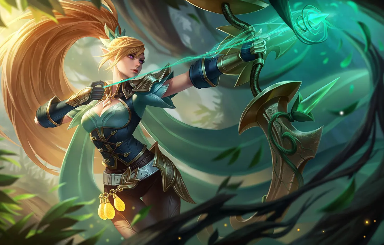 Photo wallpaper characters, Green glow, Character, Archer, game, the game, grace, Mobile Legends