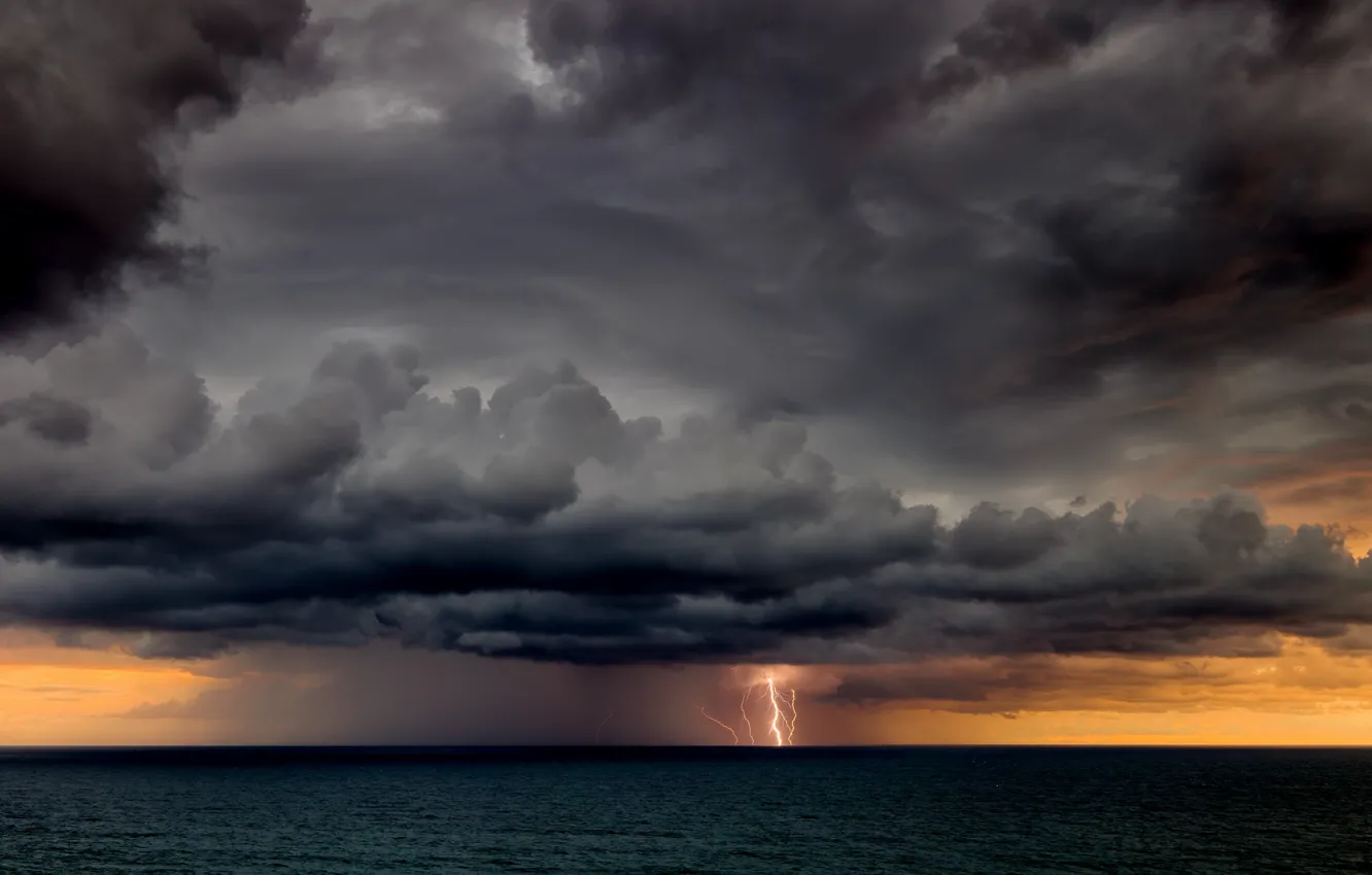 Photo wallpaper sea, the storm, clouds