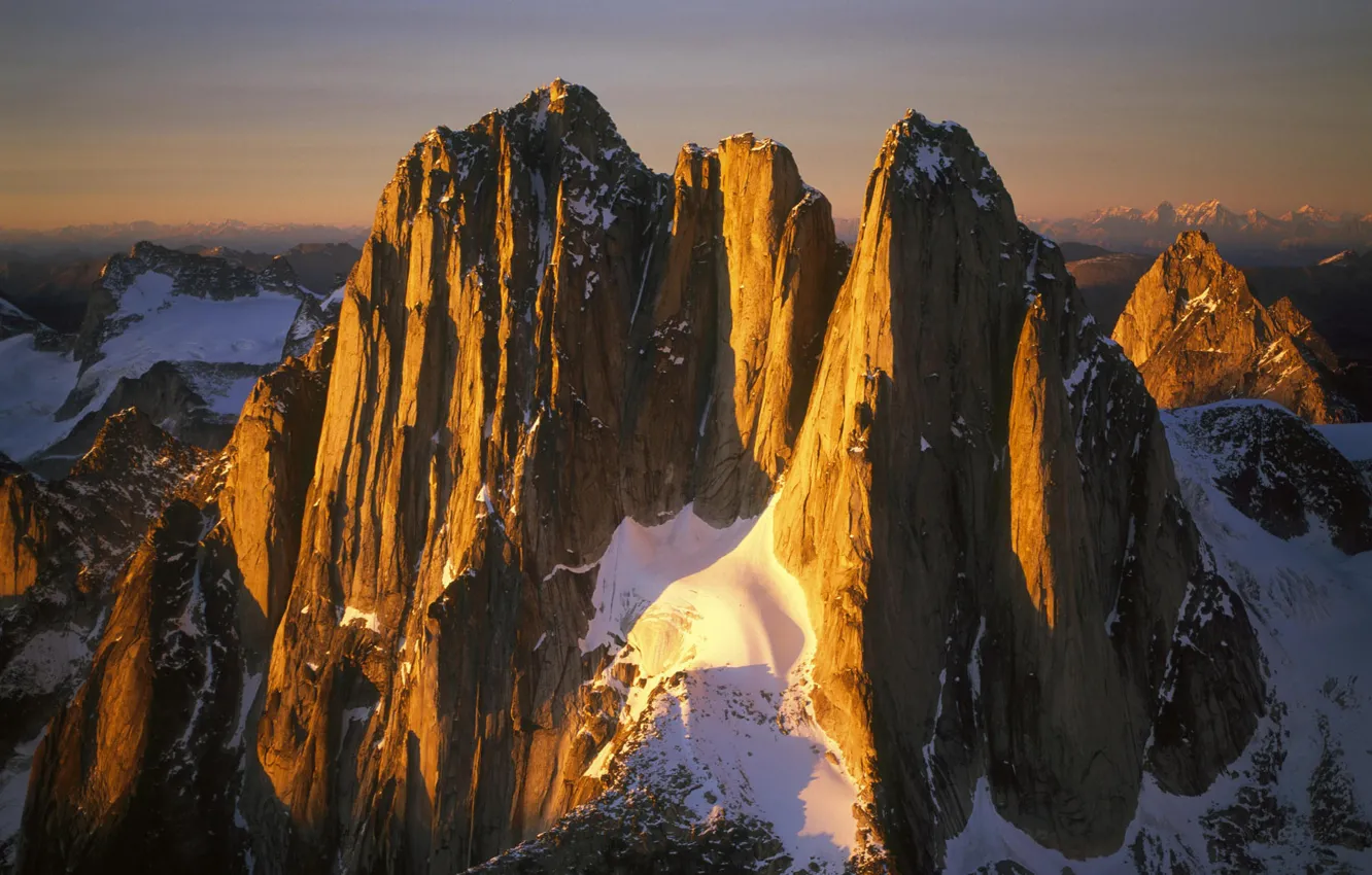 Photo wallpaper the sky, snow, sunset, mountains, nature, rocks, Canada, British Columbia