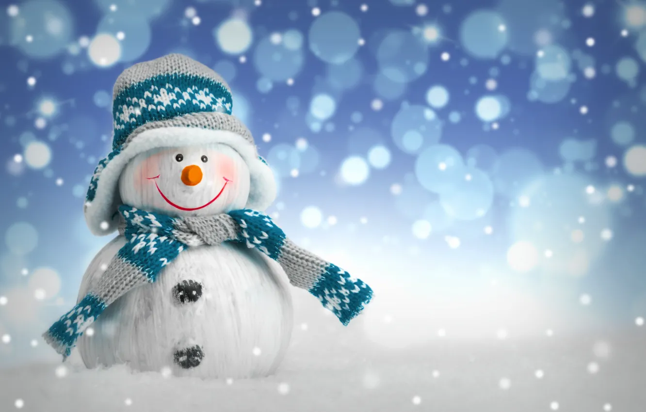 Photo wallpaper winter, snow, new year, Christmas, snowman, Christmas, winter, snow
