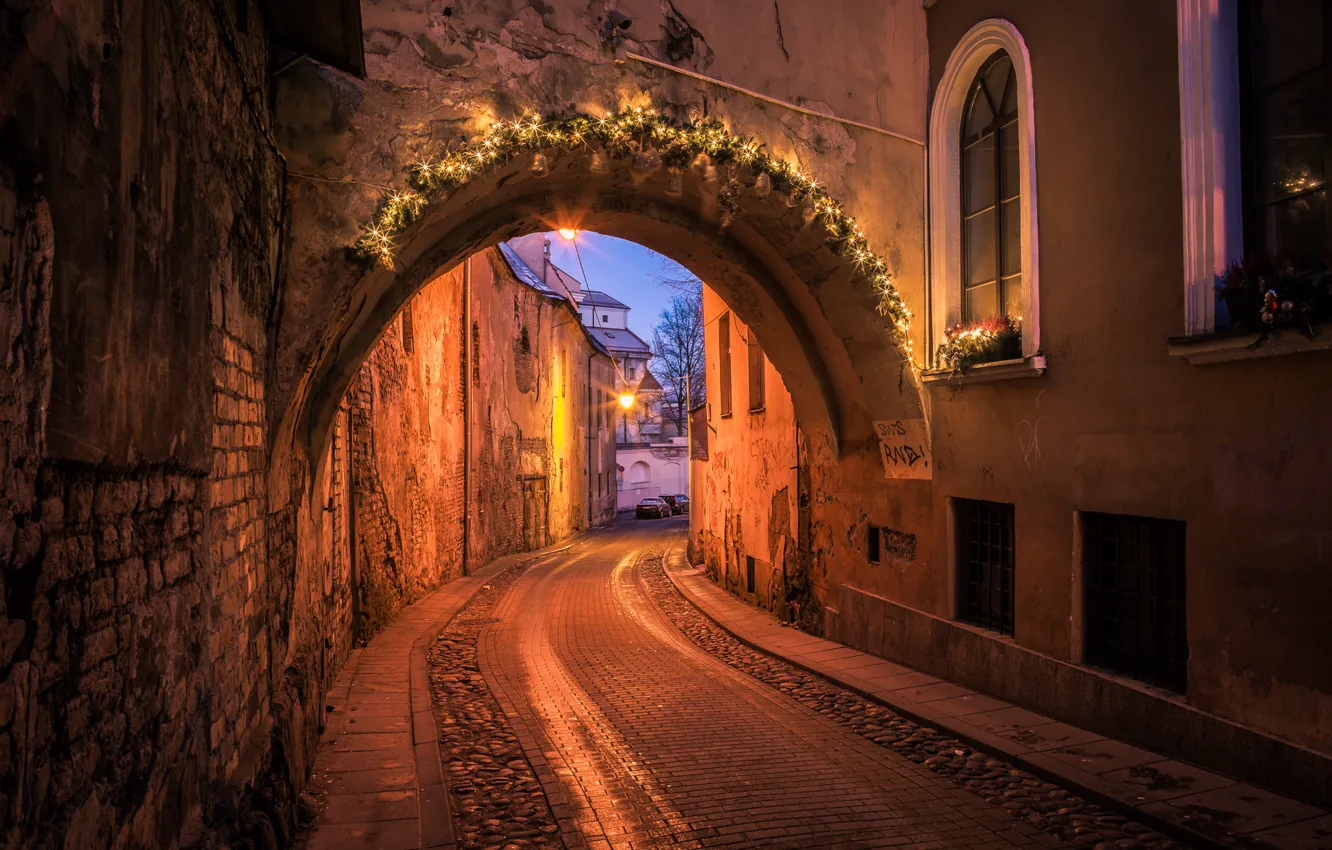 Photo wallpaper Christmas, decorations, Lithuania, Vilnius, Šv. Kazimiero street