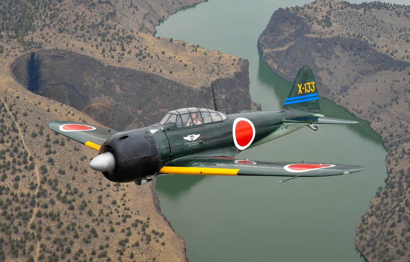 Photo wallpaper fighter, Japanese, deck, easy, A6M3 Zero