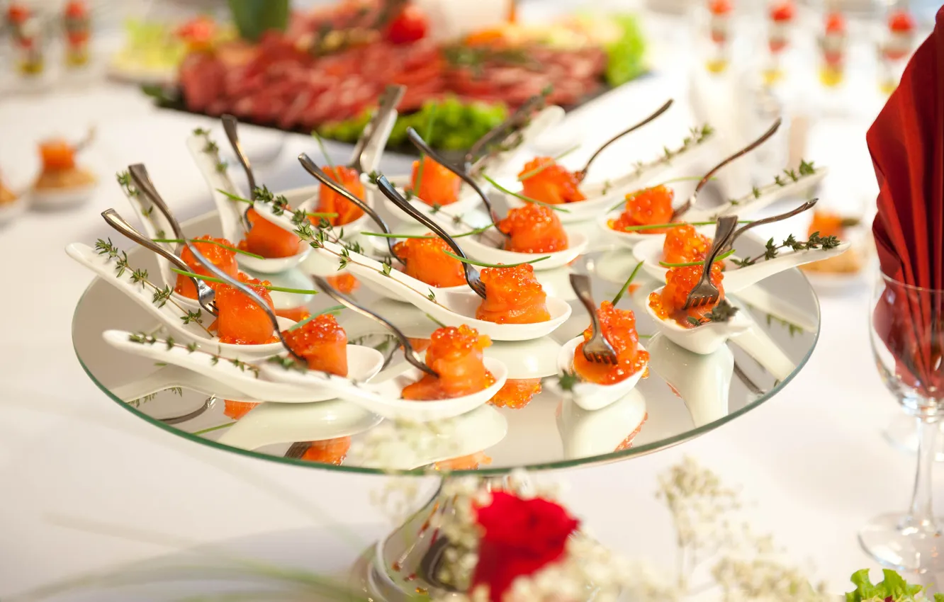 Photo wallpaper food, red caviar, appetizer