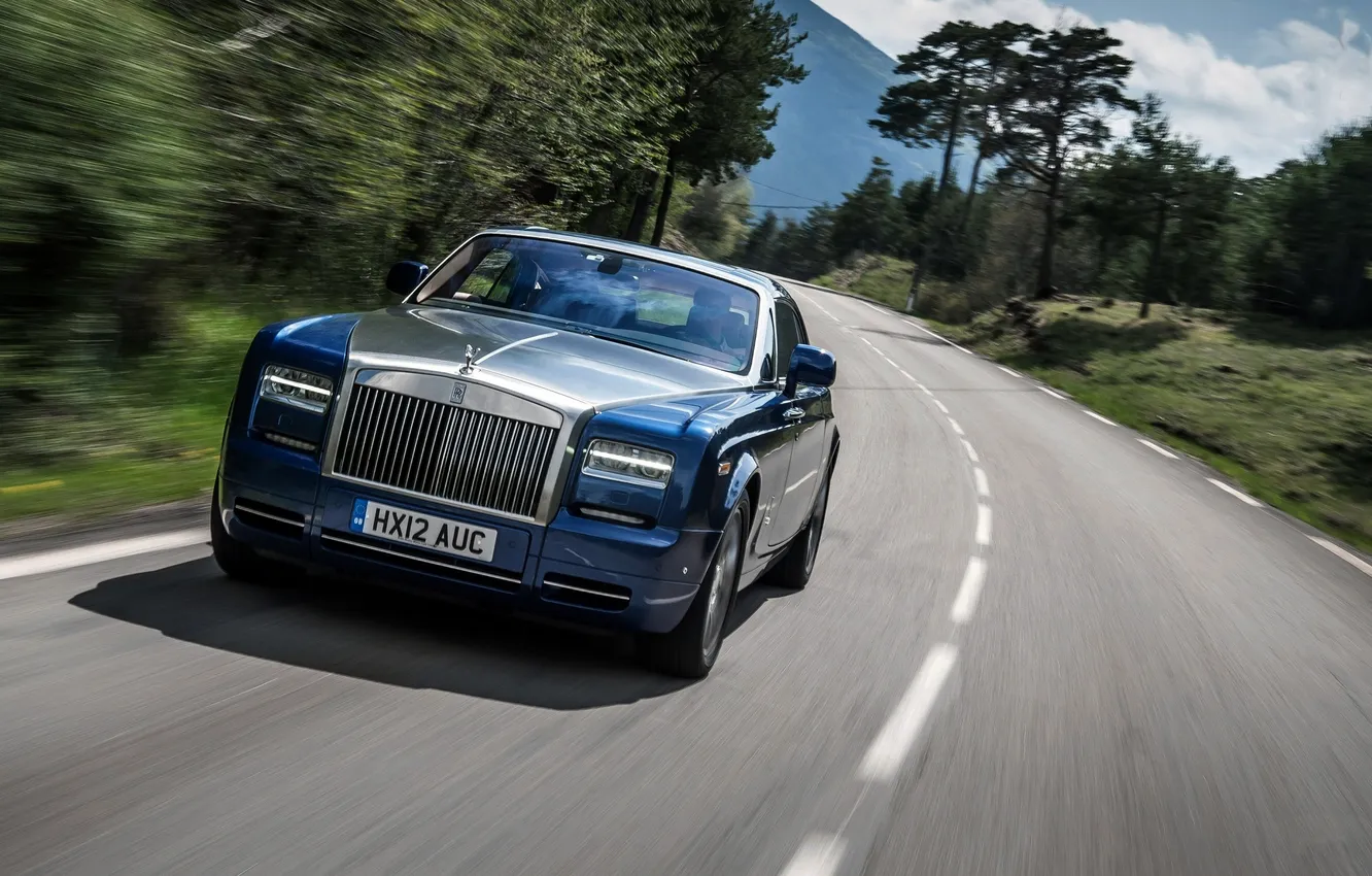 Photo wallpaper Road, Blue, Rolls-Royce, Phantom, Machine, Coupe, the front, Suite