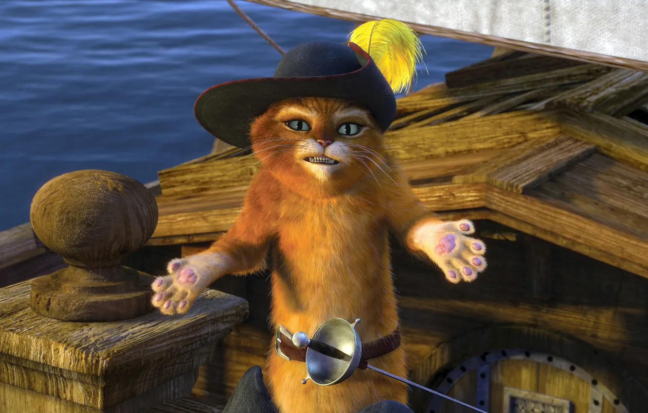 Photo wallpaper Shrek, the cat in the sopogah, on the ship