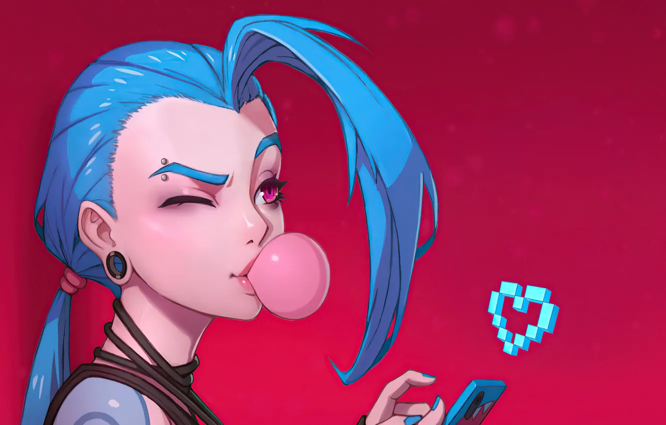 Photo wallpaper dream, love, the game, piercing, phone, love, game, blue hair