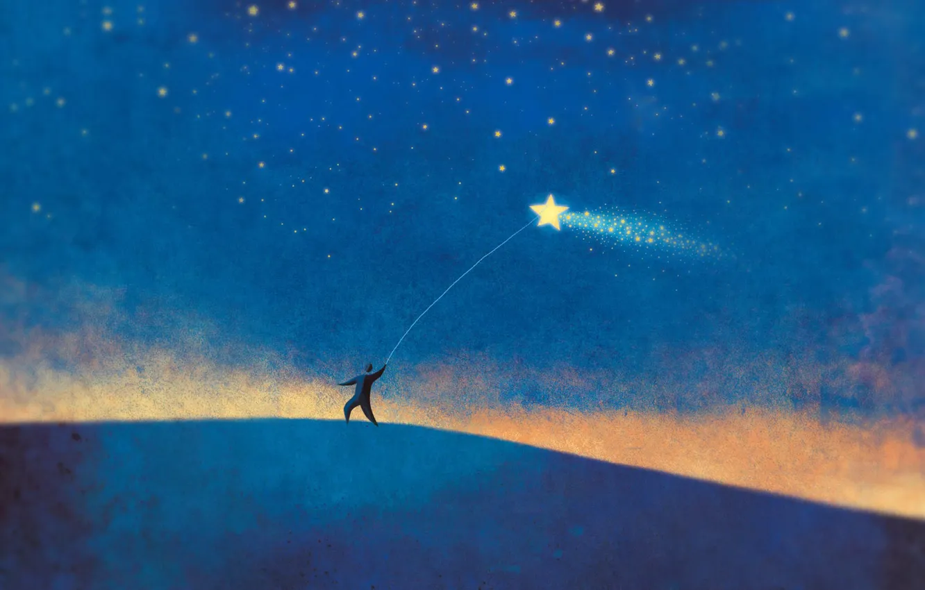 Photo wallpaper stars, people, minimalism, blue background