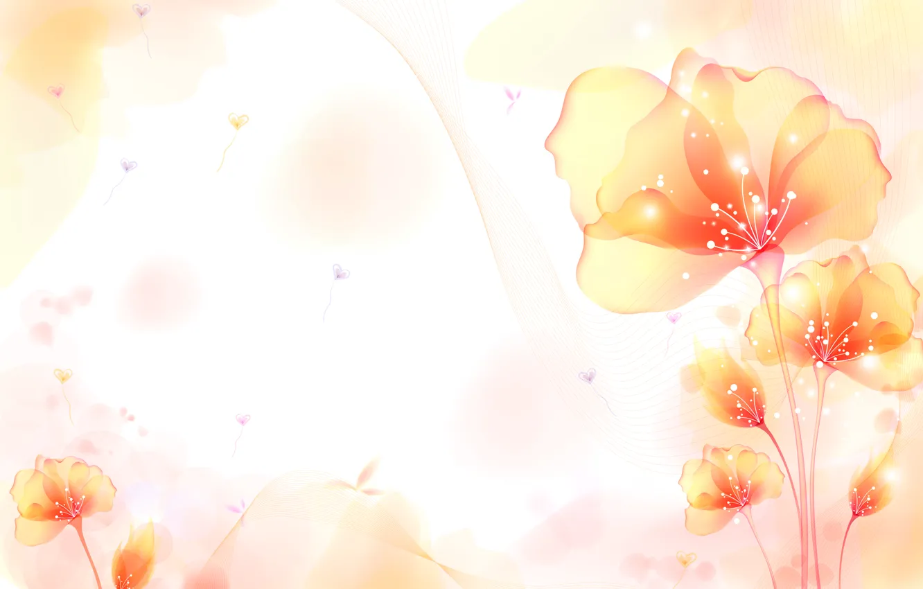 Photo wallpaper flowers, petals, peach