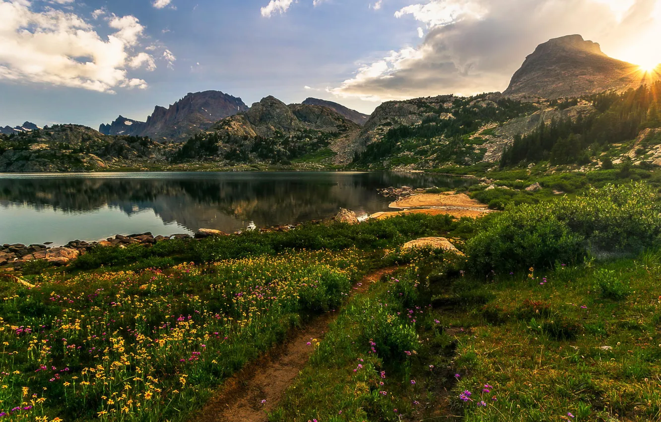 Photo wallpaper summer, mountains, nature, lake