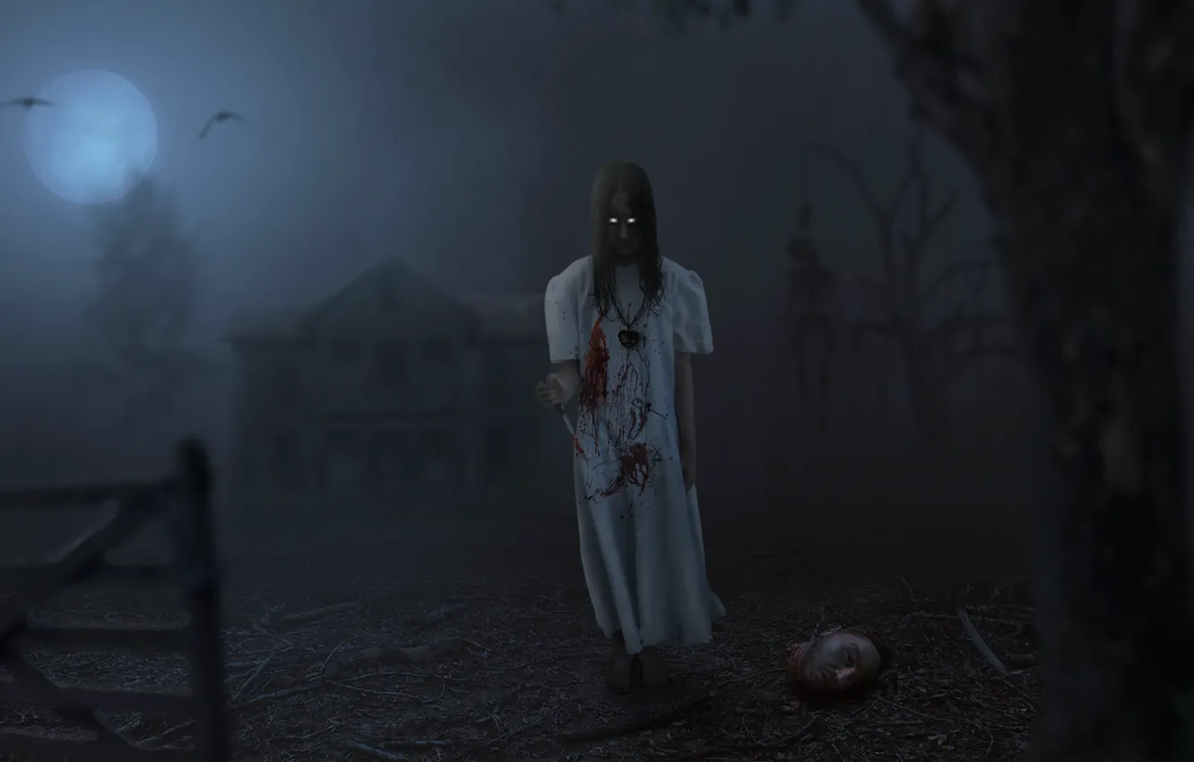 Photo wallpaper dark, horror, fantasy, forest, kill, dead, art, artwork