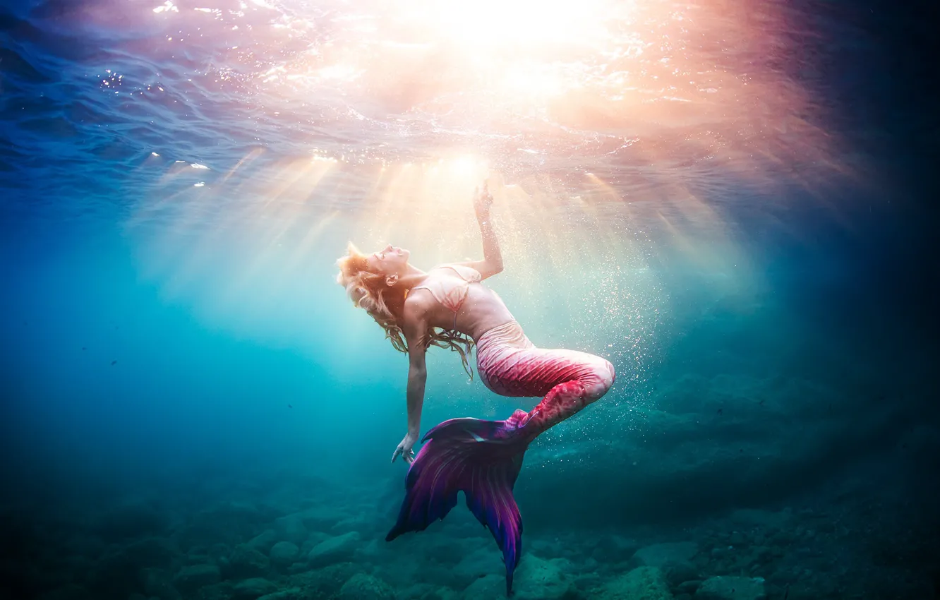 Photo wallpaper sea, light, mermaid