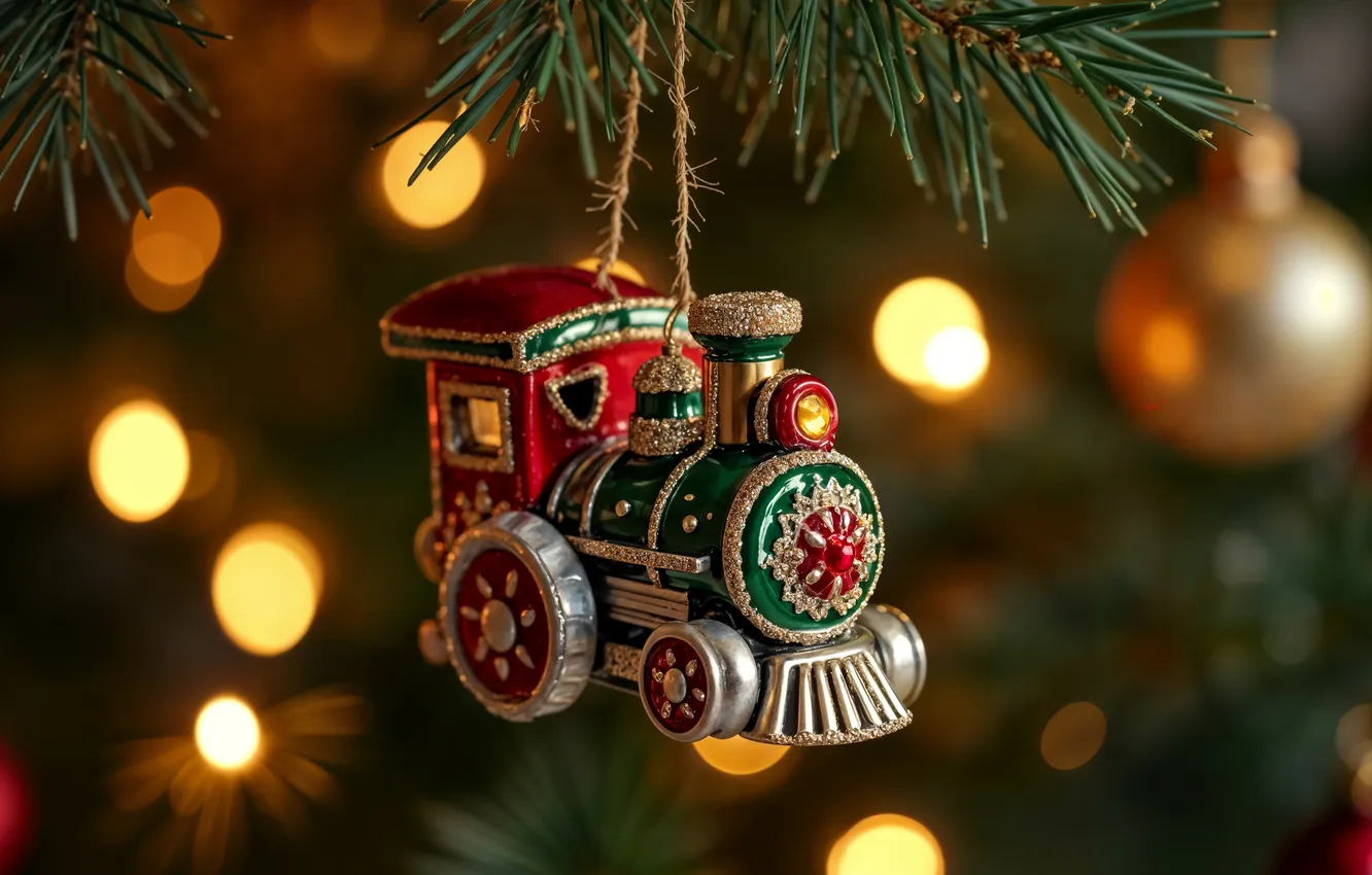Photo wallpaper decoration, toy, tree, new year, Christmas, Christmas, tree, bokeh