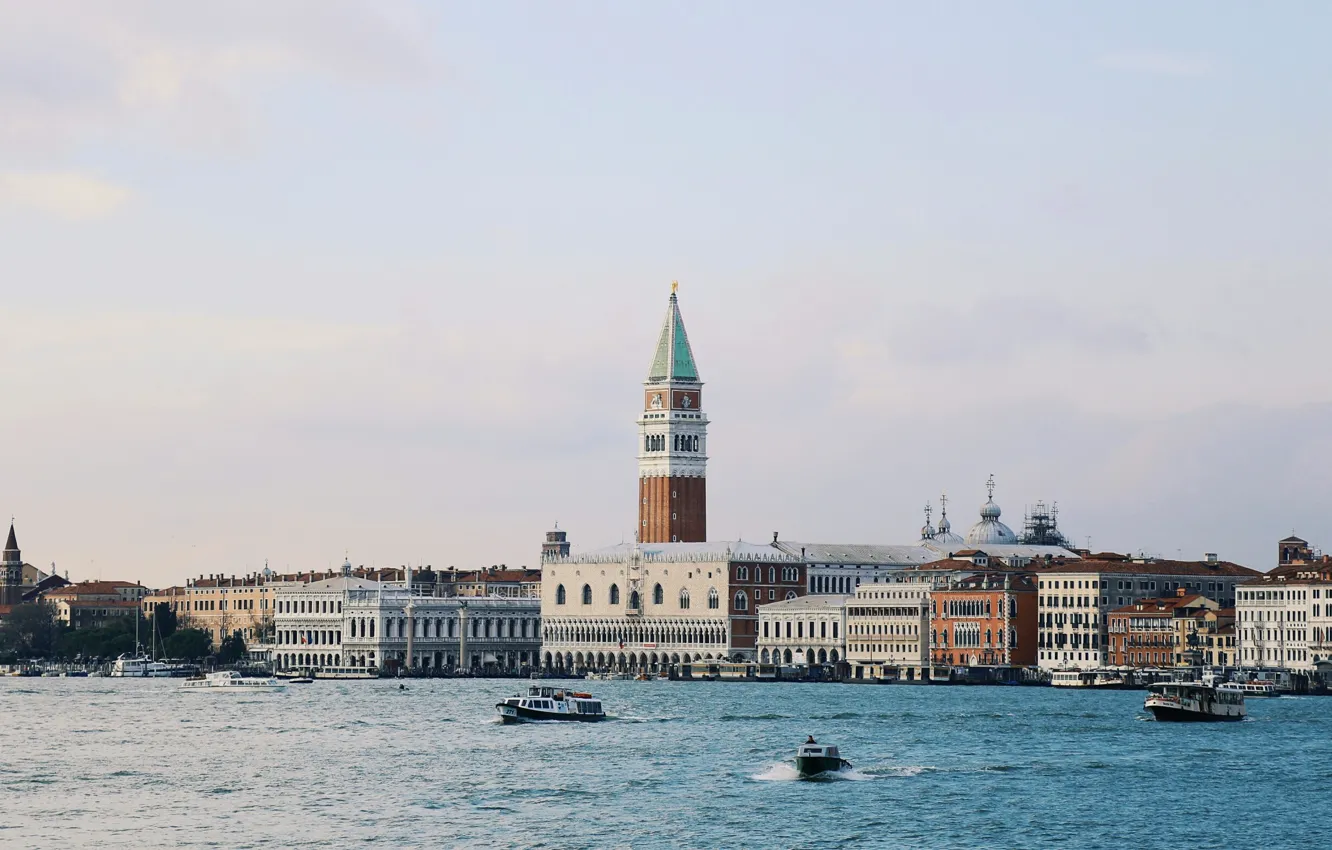 Photo wallpaper Italy, panorama, Venice, The Grand canal, The Doge's Palace, campanilla