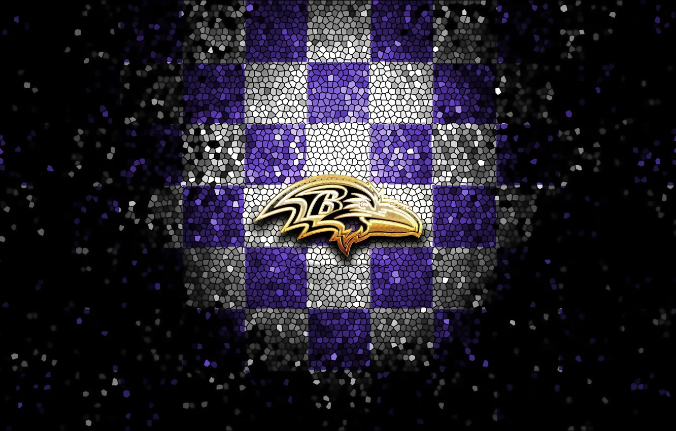 Photo wallpaper wallpaper, sport, logo, NFL, glitter, checkered, Baltimore Ravens