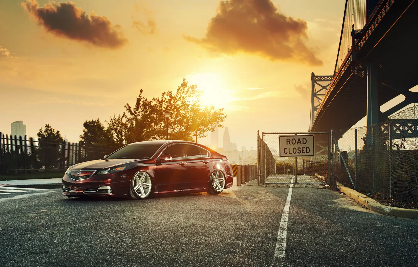 Photo wallpaper Honda, Accord, Front, sun, Acura, TSX