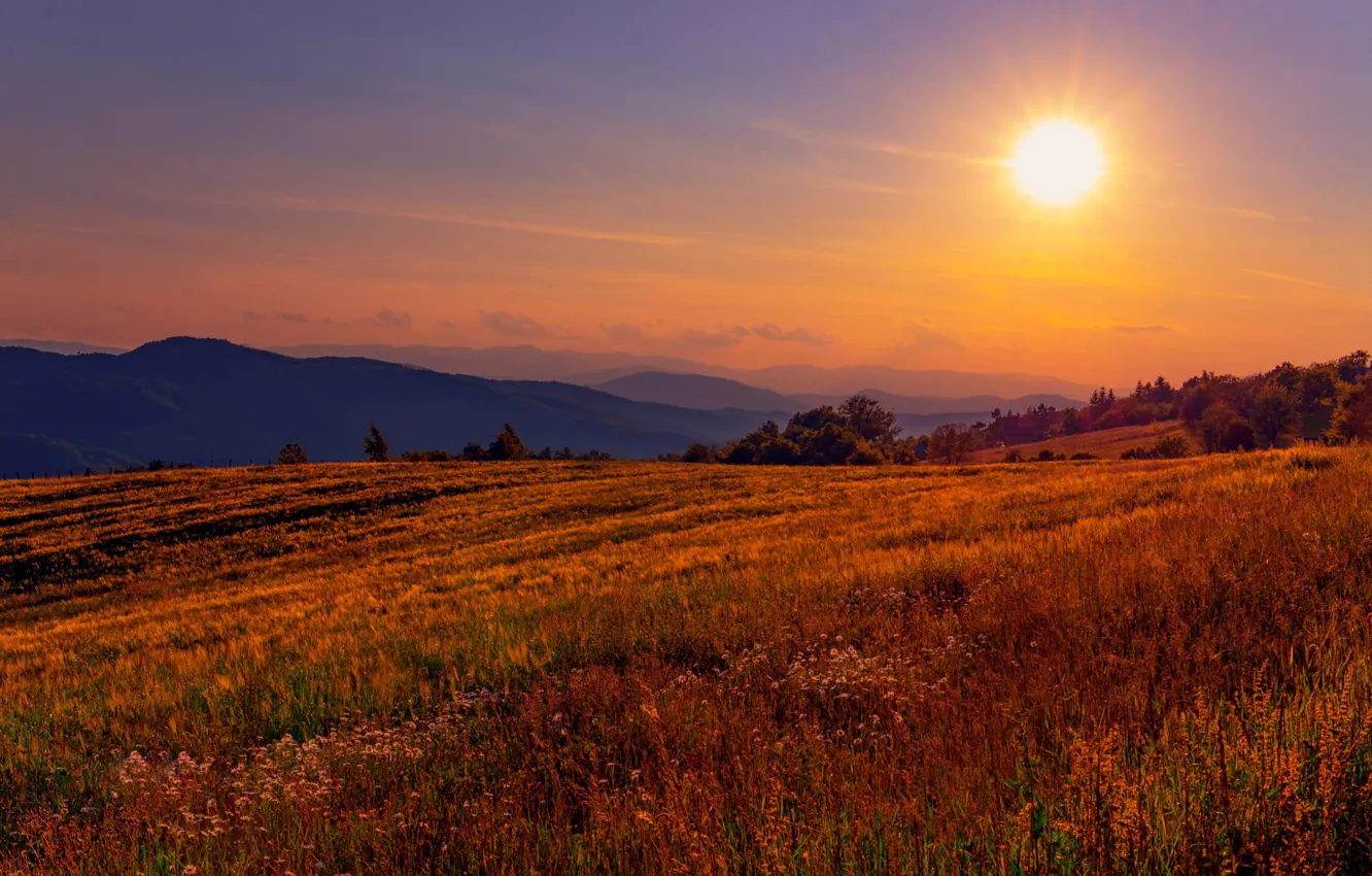Photo wallpaper the sky, the sun, hills, Bosnia, Bosnia