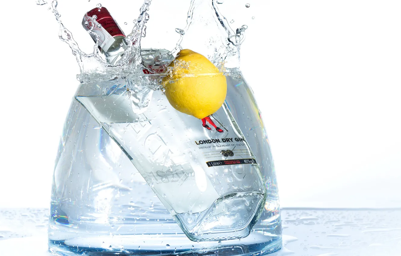 Photo wallpaper macro, lemon, Gin, Tonic