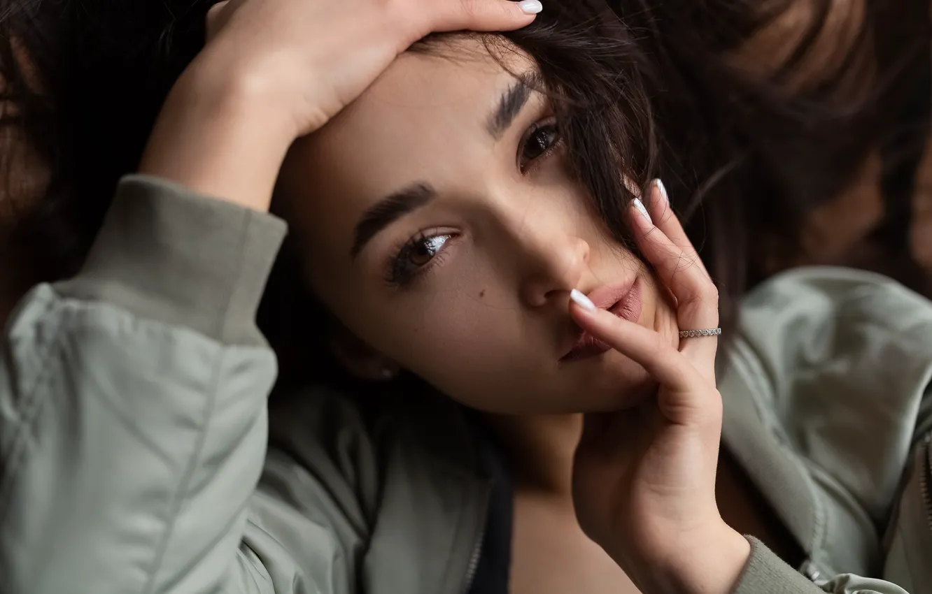 Photo wallpaper look, girl, face, pose, hands, Pavel Ermakov