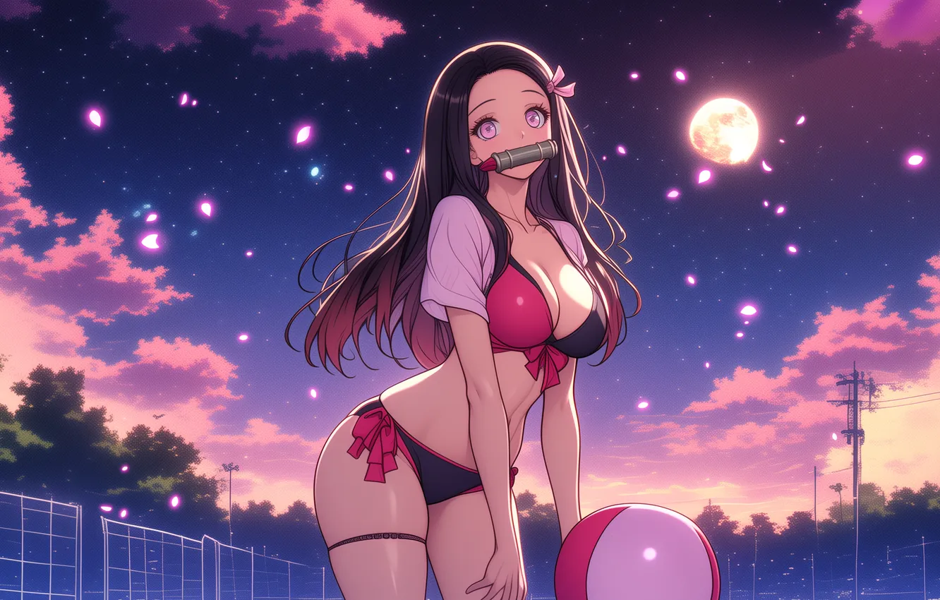 Photo wallpaper beach, swimsuit, anime, art, wallpaper, beach, blade, demon slayer