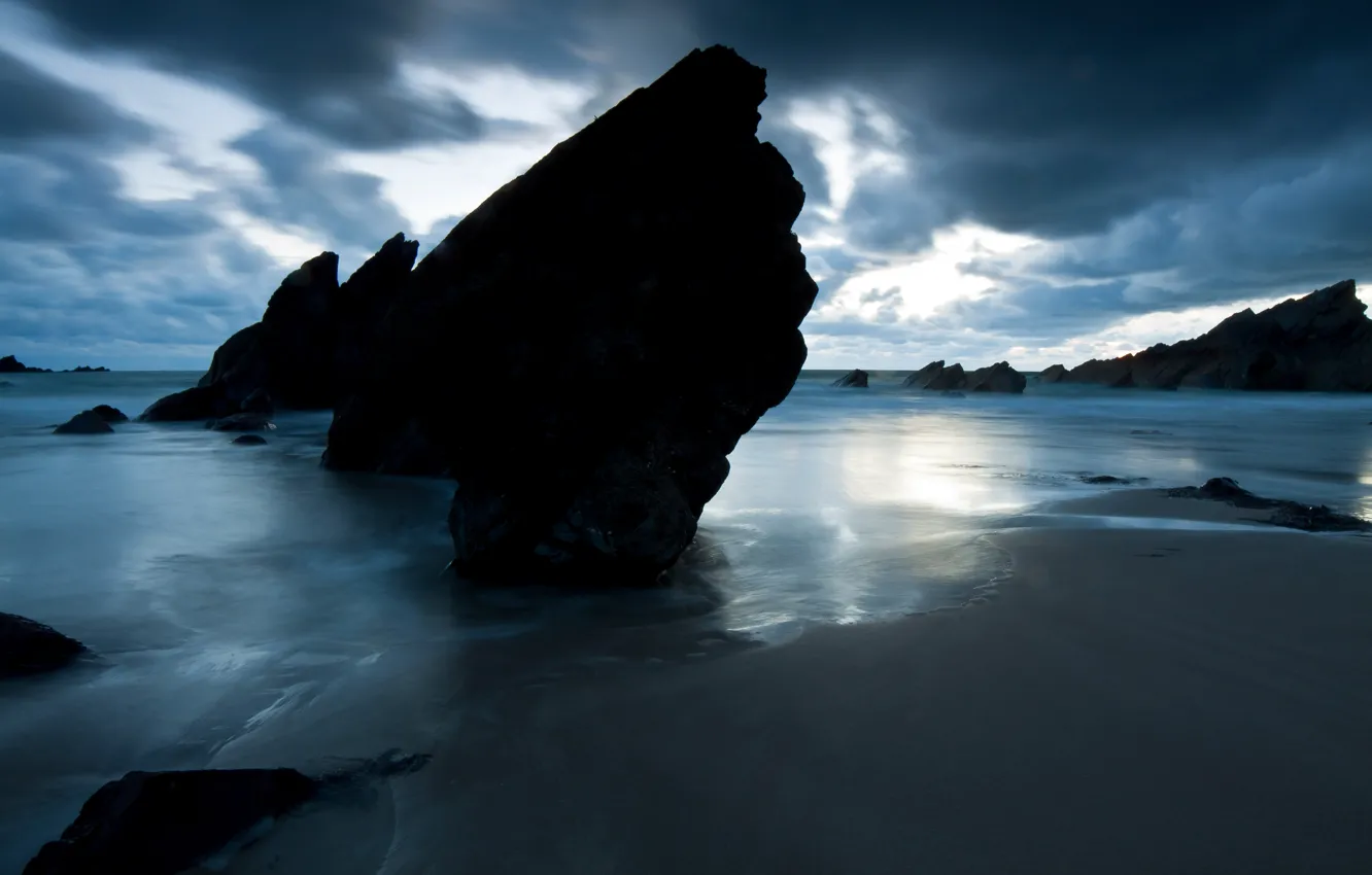 Photo wallpaper sand, sea, wave, the sky, water, clouds, landscape, nature
