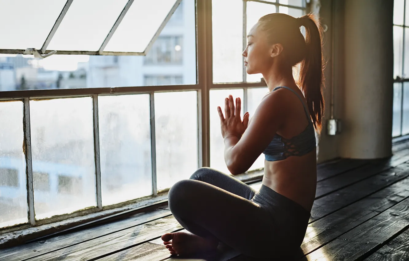Photo wallpaper pose, shadows, yoga