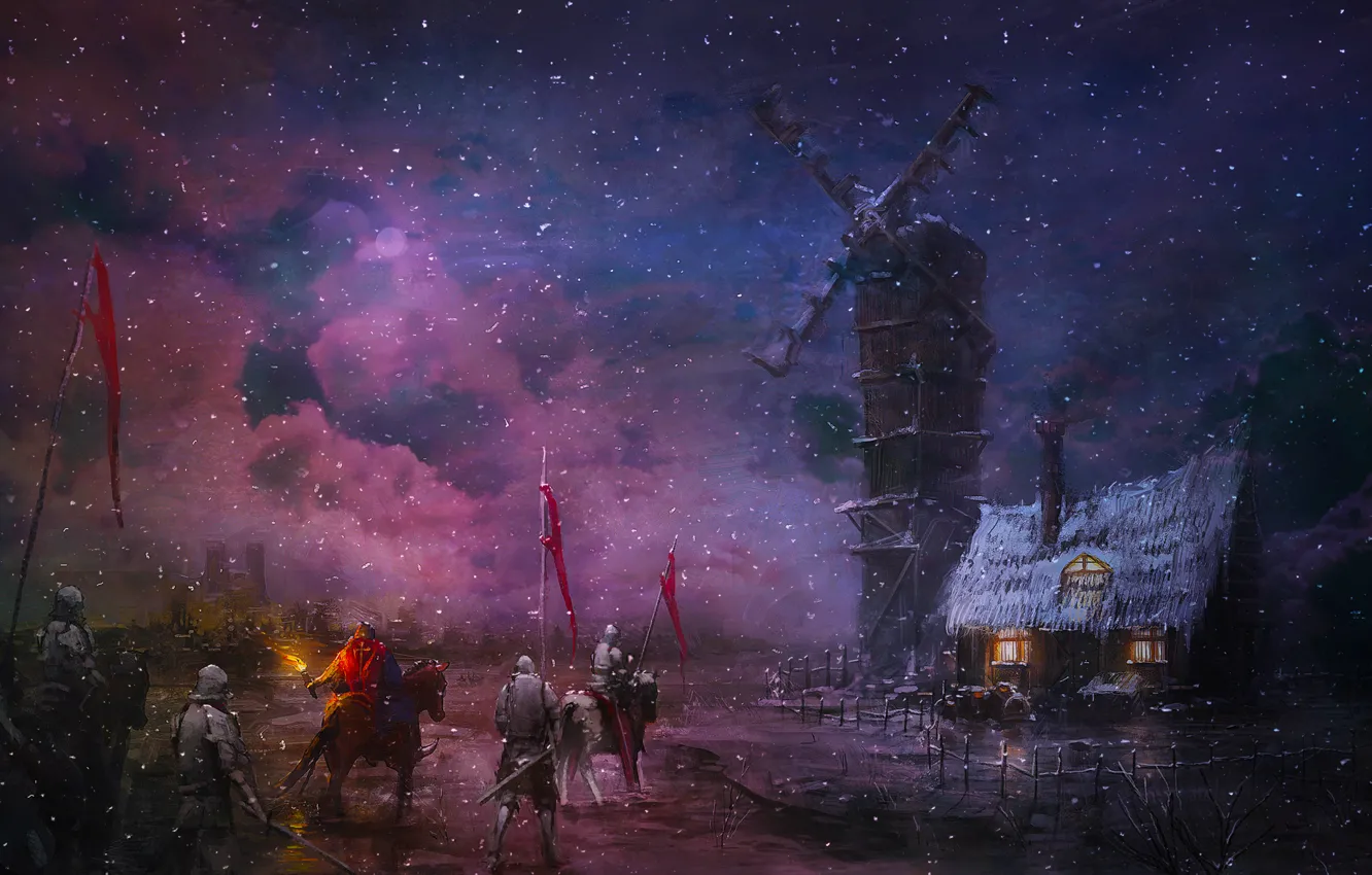 Photo wallpaper castle, magic, warrior, magic, monolith, army, castle, ancient