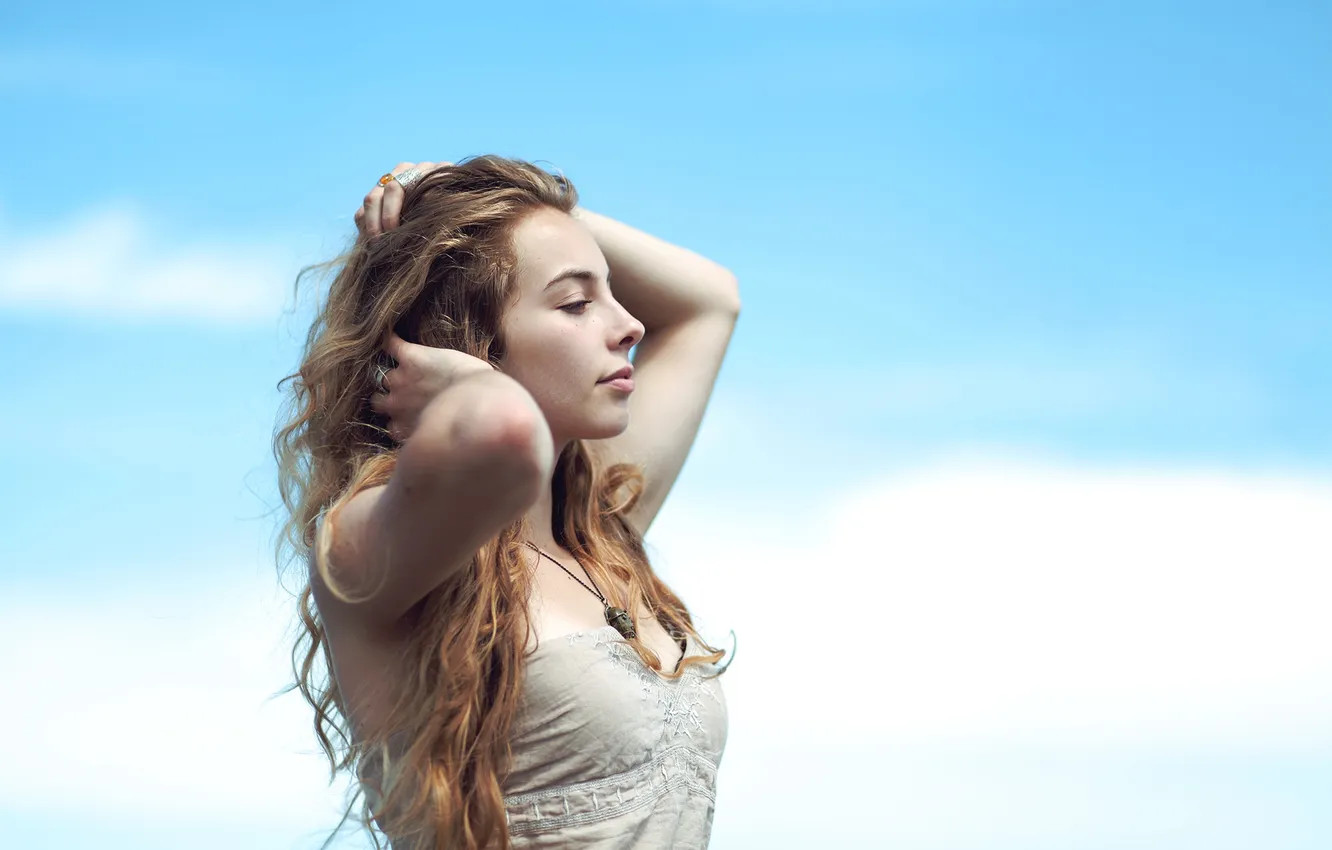 Photo wallpaper girl, hair, profile