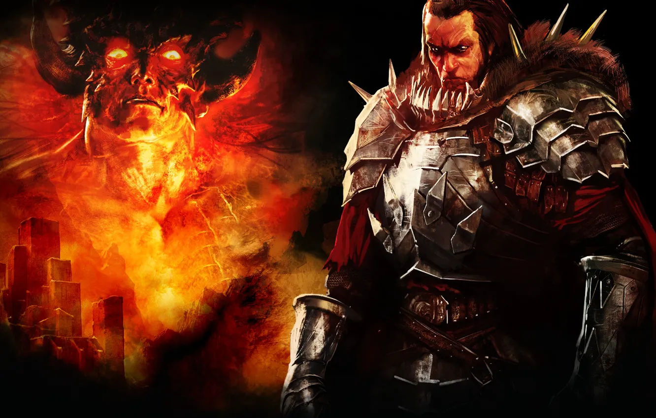 Photo wallpaper fire, the game, armor, warrior, Bound by Flame, Daman