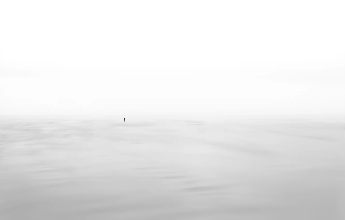 Photo wallpaper sea, fog, people