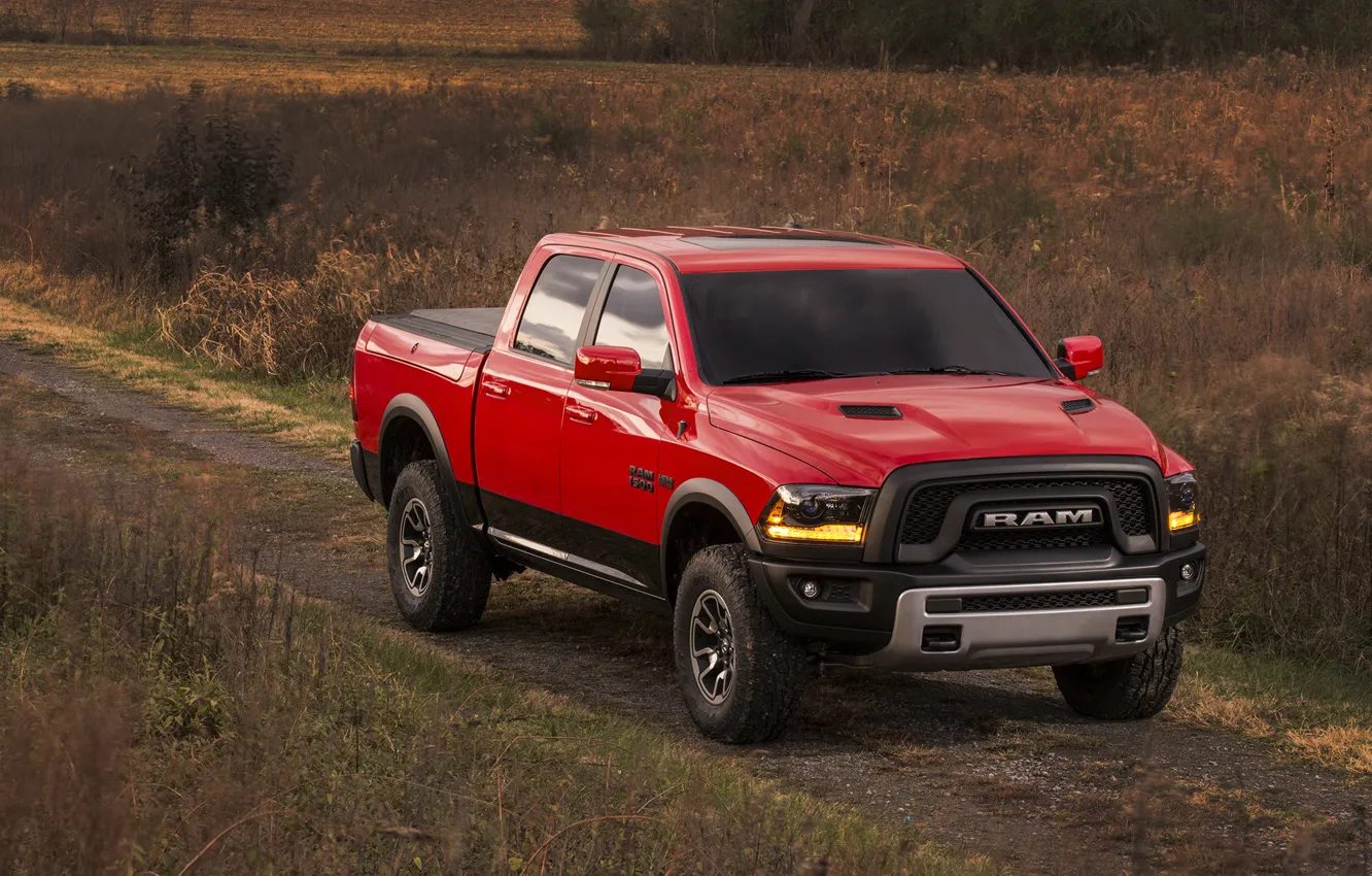 Photo wallpaper Dodge, red, power, pickup, 1500, Ram, Hemi, rebel