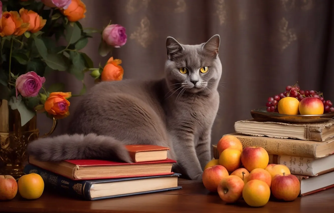 Photo wallpaper cat, cat, digital art, AI art, The Art of Artificial Intelligence, neural network