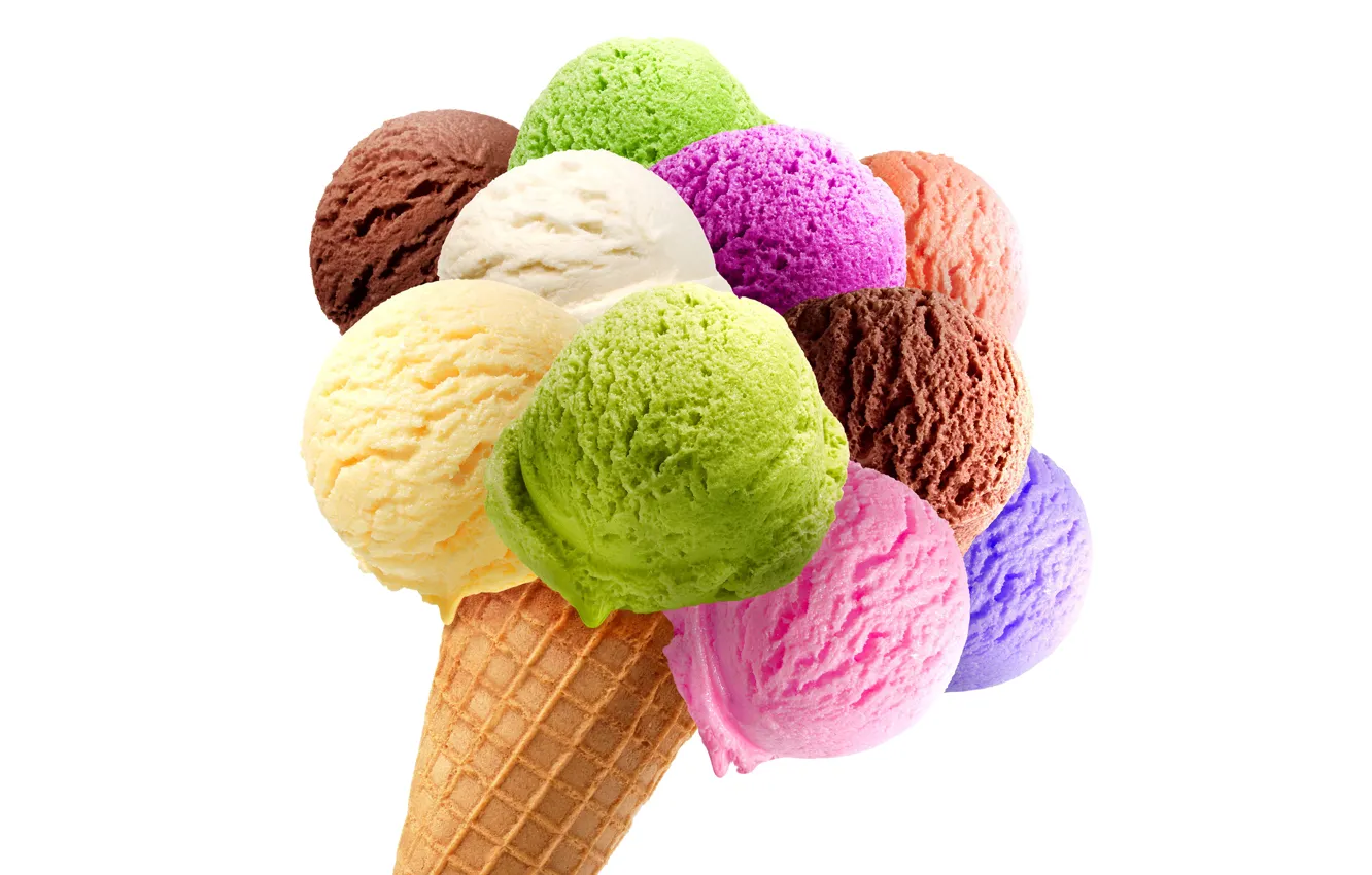 Photo wallpaper ice cream, horn, dessert, waffles, cuts