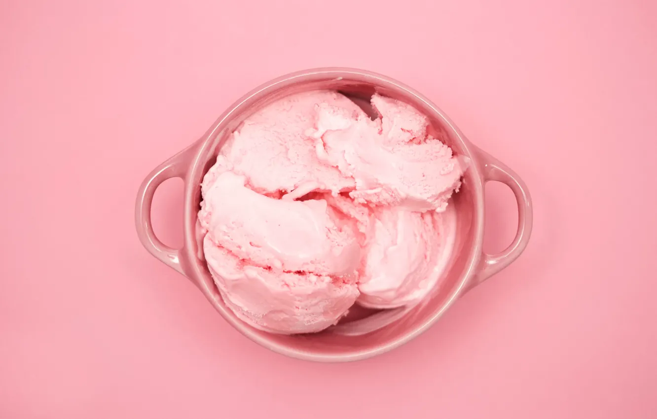 Photo wallpaper Cup, Pink cubed, strawberry ice cream