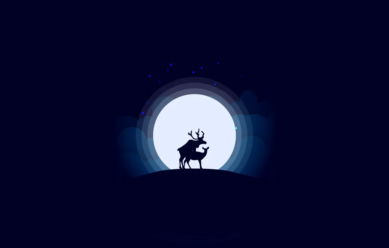 Photo wallpaper moon, sex, horn, Cervidae