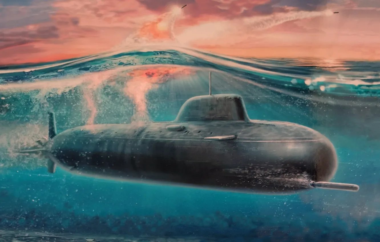 Photo wallpaper boat, submarine, underwater, atomic, Ash