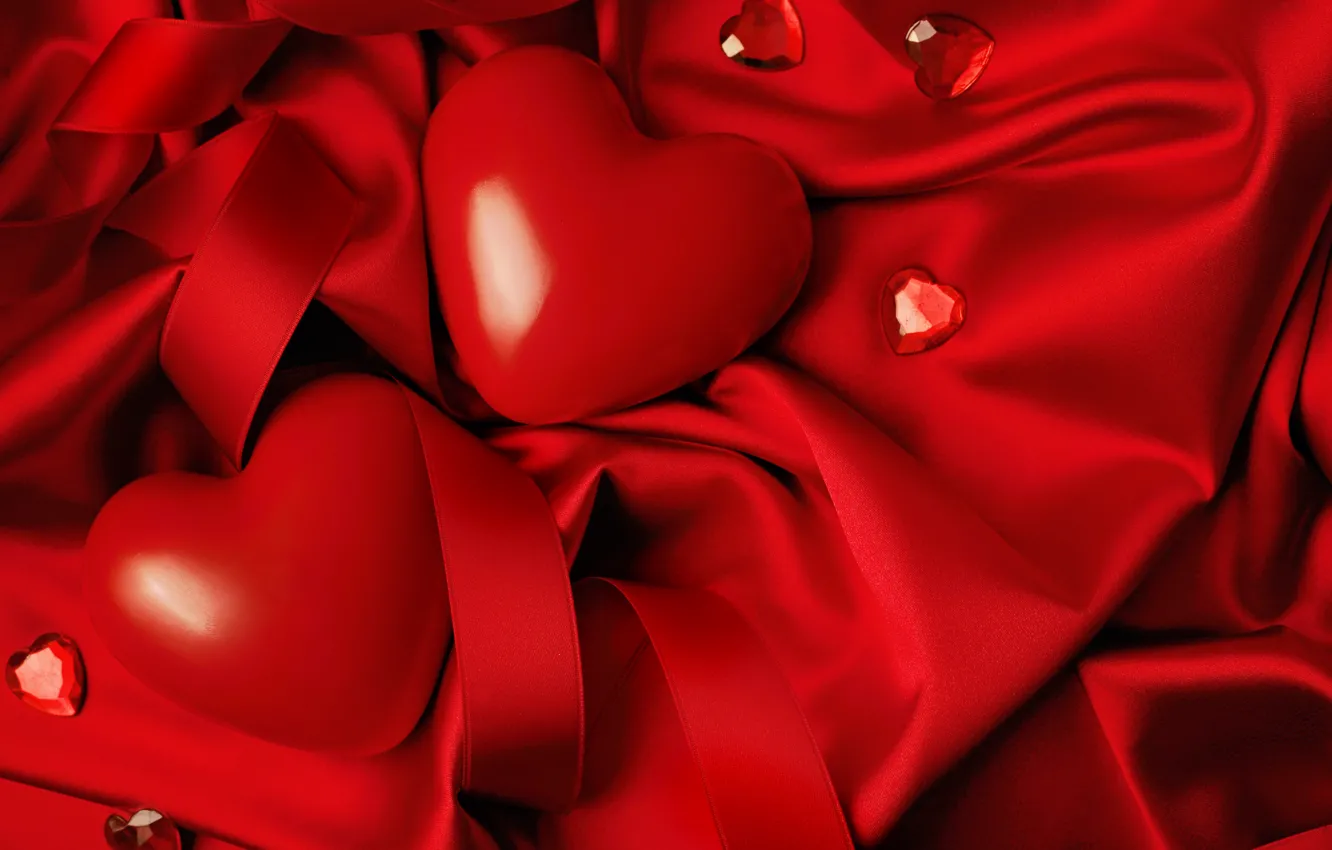 Photo wallpaper love, heart, red, love, heart, romantic, silk, Valentine's Day